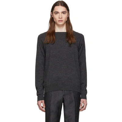 Shop Burberry Grey Logo Sweater In Dark Grey