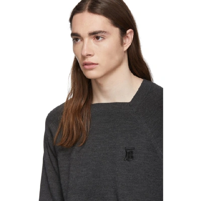 Shop Burberry Grey Logo Sweater In Dark Grey