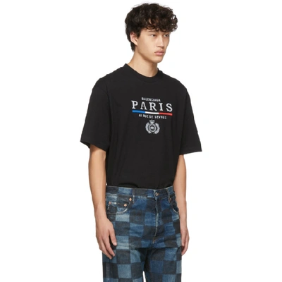 Shop Balenciaga Black Paris Flag Regular Fit T-shirt In 1000black