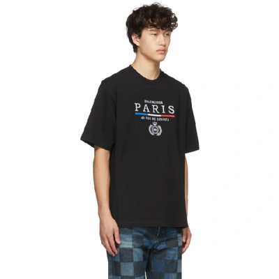 Shop Balenciaga Black Paris Flag Regular Fit T-shirt In 1000black