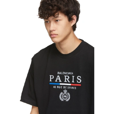 Shop Balenciaga Black Paris Flag Regular Fit T-shirt In 1000black