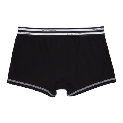 Shop Dolce & Gabbana Dolce And Gabbana Black Logo Stripe Regular Boxers In N0000 Black