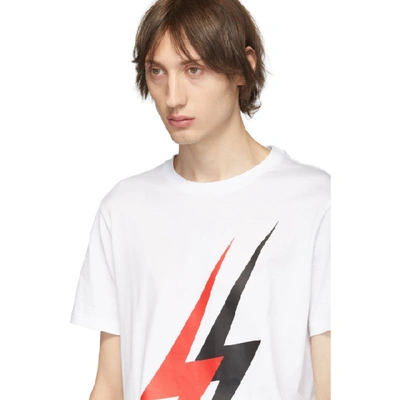 Shop Neil Barrett White Lightning Bolt T-shirt In 1116 White