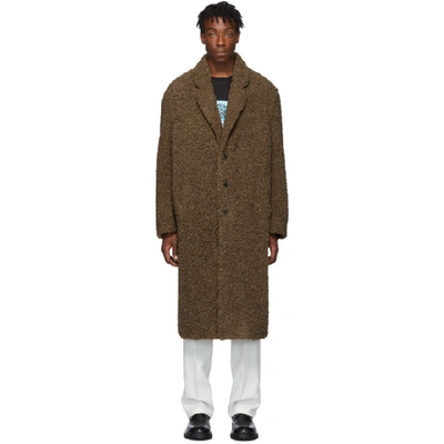 Shop Neil Barrett Brown Oversized Eco-fur Coat In 1011 Tobacc