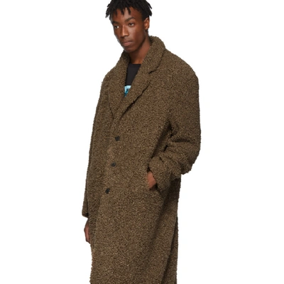 Shop Neil Barrett Brown Oversized Eco-fur Coat In 1011 Tobacc