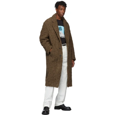 Shop Neil Barrett Brown Oversized Eco-fur Coat In 1011 Tobacc