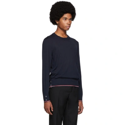 Shop Thom Browne Navy Cashmere Classic Crewneck Sweater In 415 Navy