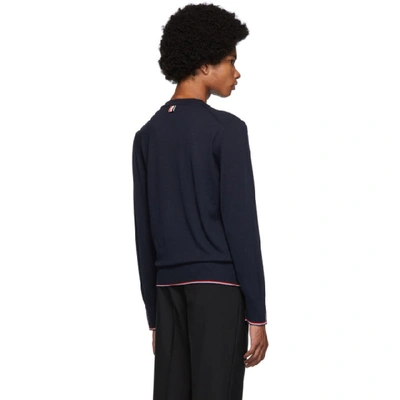 Shop Thom Browne Navy Cashmere Classic Crewneck Sweater In 415 Navy