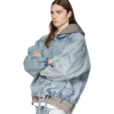 Shop Fear Of God Indigo Denim Track Jacket In 427vntgindg