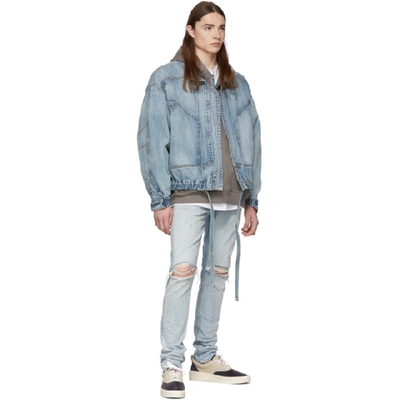 Shop Fear Of God Indigo Denim Track Jacket In 427vntgindg