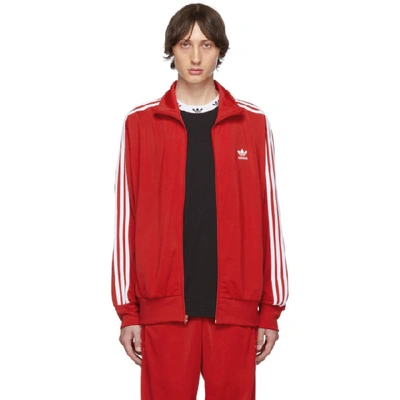 Shop Adidas Originals Red Firebird Track Jacket In Scarlet