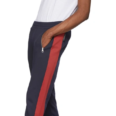 Shop Moncler Navy & Red Jersey Lounge Pants In 778 Navy