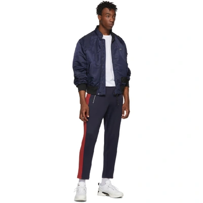 Shop Moncler Navy & Red Jersey Lounge Pants In 778 Navy