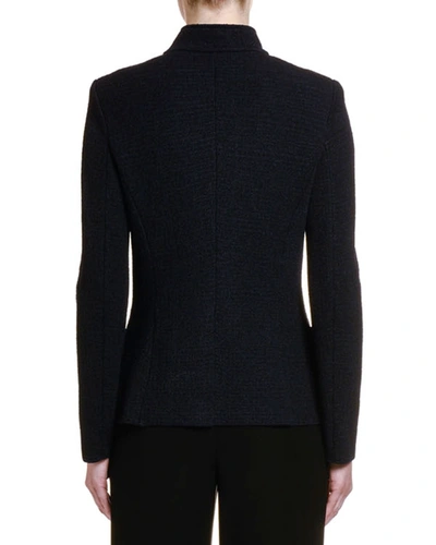 Shop Giorgio Armani Stretch-melange Jersey Snap-front Jacket In Black