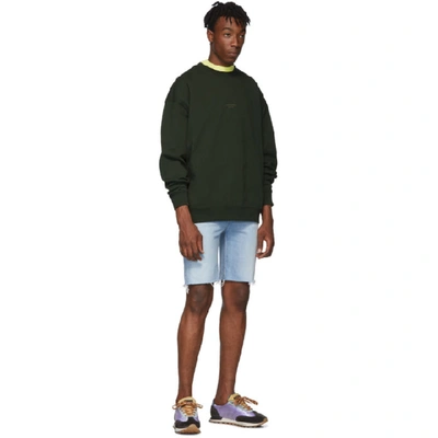 Acne Studios Inverted Logo Print Crewneck Sweater In Green ModeSens
