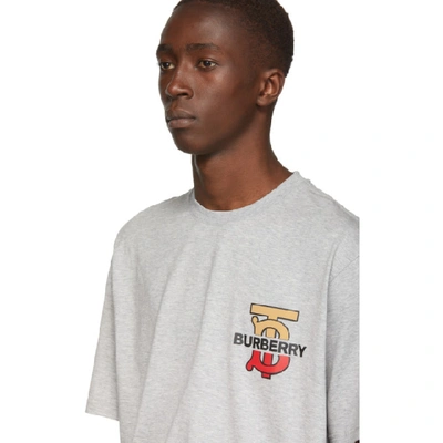 Shop Burberry Grey Monogram Oversized Gately T-shirt In Pale Grey M
