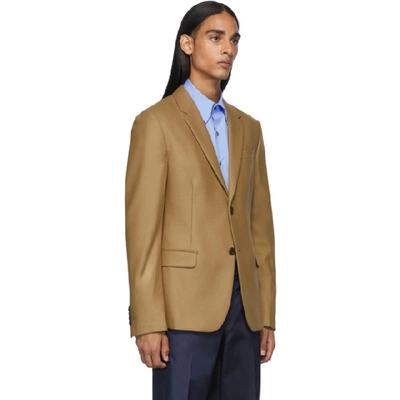 Shop Prada Tan Flannel Blazer In Cammello