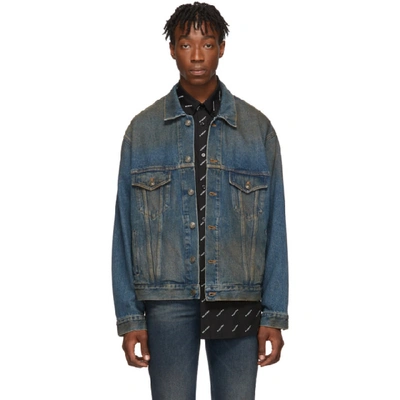 Shop Balenciaga Blue Denim Signature Big Fit Jacket In Light Rust Indigo