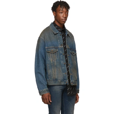 Shop Balenciaga Blue Denim Signature Big Fit Jacket In Light Rust Indigo