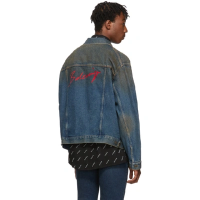 Shop Balenciaga Blue Denim Signature Big Fit Jacket In Light Rust Indigo