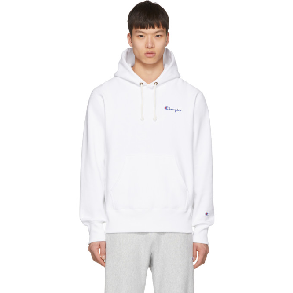 white champion hoodie small logo