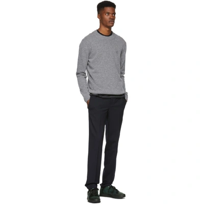 Shop Neil Barrett Navy Skinny Diagonal Trousers In 415 Dknavy