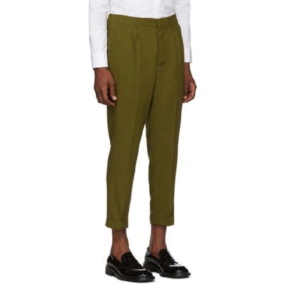 Shop Ami Alexandre Mattiussi Green Pleated Trousers In 351 Olive