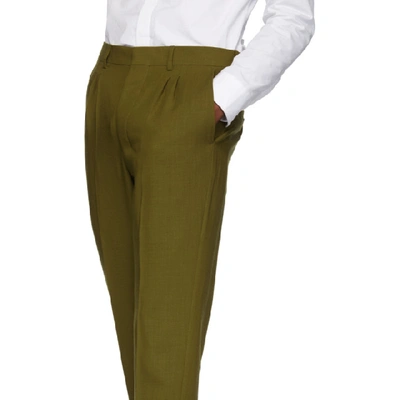Shop Ami Alexandre Mattiussi Green Pleated Trousers In 351 Olive