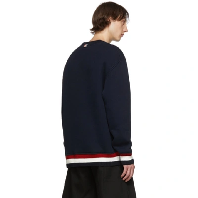 Shop Thom Browne Navy Chunky Pullover Loopback Sweatshirt In 415 Navy