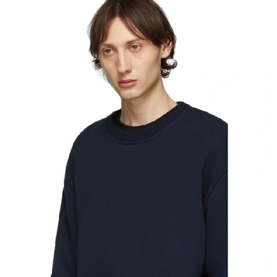 Shop Thom Browne Navy Chunky Pullover Loopback Sweatshirt In 415 Navy