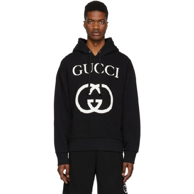 Shop Gucci Black Interlocking G Hoodie In 1289 Black