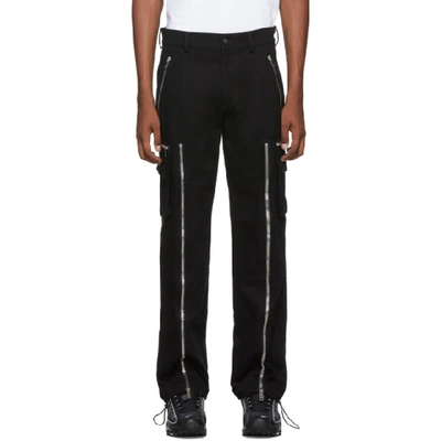 Shop Palm Angels Black Zipped Cargo Pants In 1000 Black