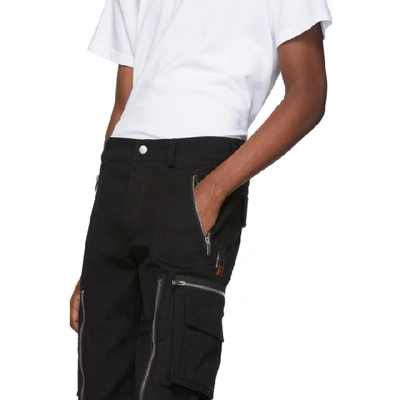 Shop Palm Angels Black Zipped Cargo Pants In 1000 Black
