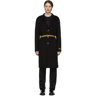 Shop Helmut Lang Black Double Lapel Coat