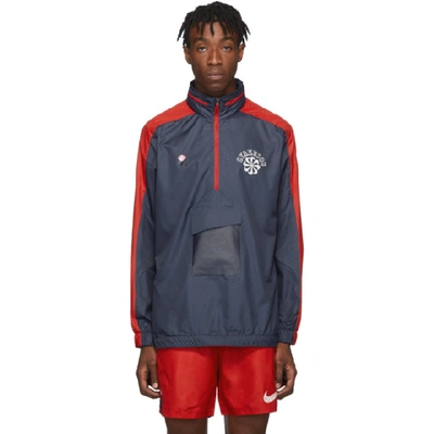 Shop Nike Blue And Red Gyakusou Half-zip Windbreaker Jacket