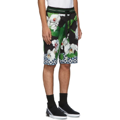 Shop Dolce & Gabbana Dolce And Gabbana Multicolor Orchid Jogging Shorts In Hnih1 Blkor