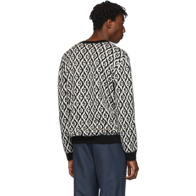 Shop Gucci Black & White G Rhombus V-neck Sweater In 1831 Blkmlk