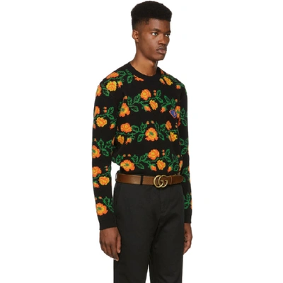 Shop Gucci Black Jacquard Floral Sweater In 1082 Black