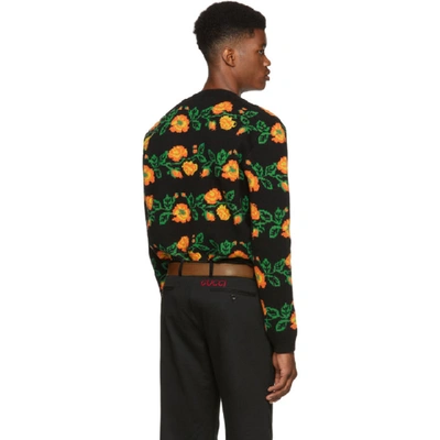 Uluru doolhof Treble Gucci Flower Print Wool Sweater In Black | ModeSens