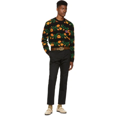 Shop Gucci Black Jacquard Floral Sweater In 1082 Black