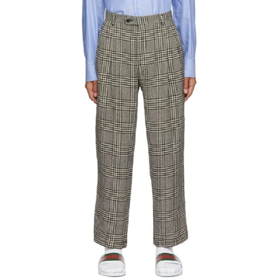 Shop Gucci Black And Off-white Prince Of Wales Trousers In 9554 Black