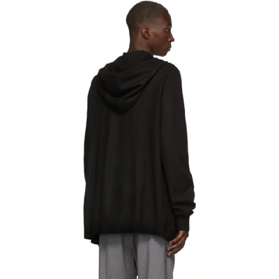 RICK OWENS 黑色羊绒拉链连帽衫