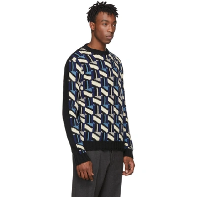 Shop Prada Black & Navy Intarsia Sweater
