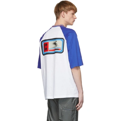 Shop Prada White & Blue Graphic T-shirt