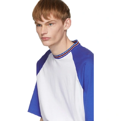 Shop Prada White & Blue Graphic T-shirt