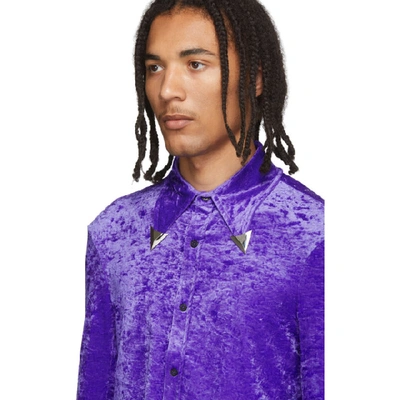 Shop Sankuanz Purple Velour Metal Collar Shirt