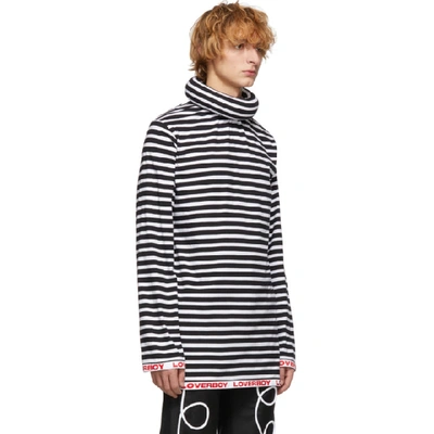 Shop Charles Jeffrey Loverboy Black And White Stripe Logo Turtleneck In Black Strp