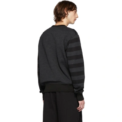 Shop Junya Watanabe Black And Grey Striped Crewneck Sweater In 1 Blkgry