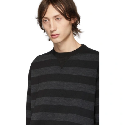 Shop Junya Watanabe Black And Grey Striped Crewneck Sweater In 1 Blkgry