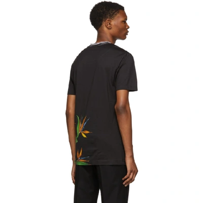 Shop Dolce & Gabbana Black Bird Of Paradise T-shirt In Multicolored